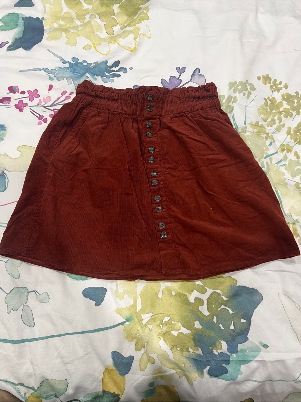 Madewell Rust Button-Front A-Line Skirt